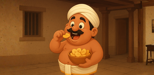 Crispy banana chips enjoyed in a traditional South Indian home, authentic snack from Nendran bananas