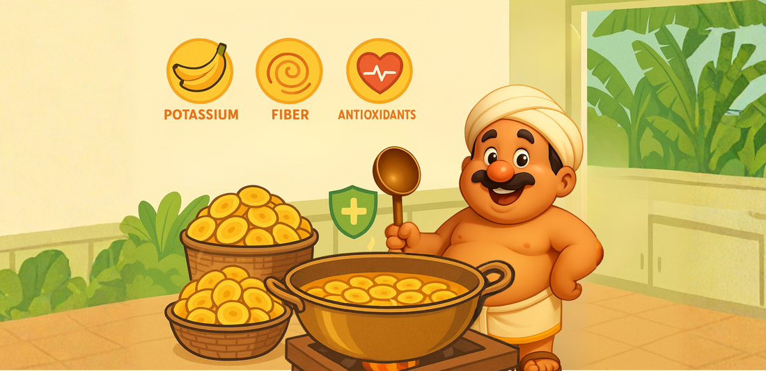 Authentic Nagercoil Banana Chips made from fresh Nendran bananas using traditional South Indian recipes for a crispy, handmade tea-time snack.